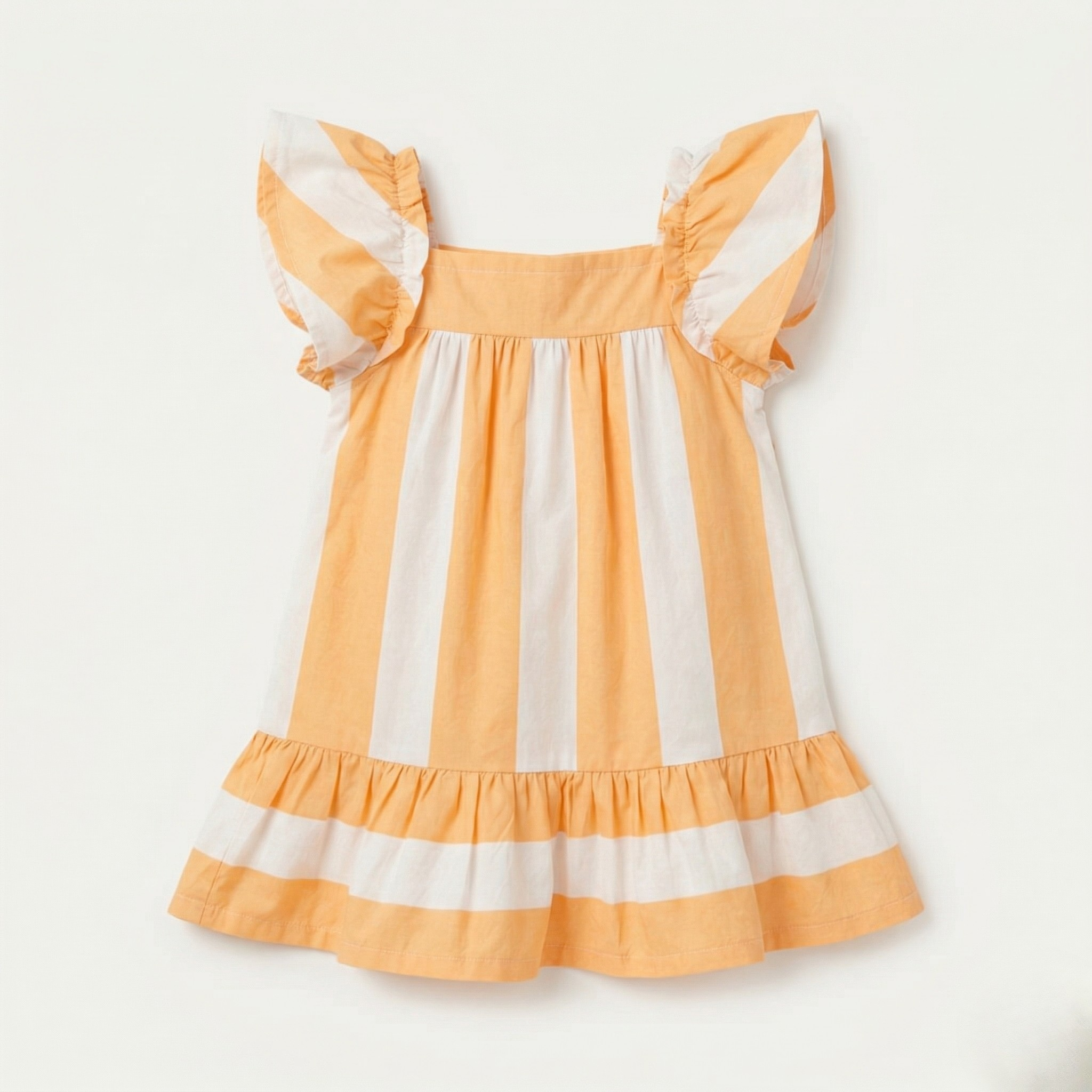 White With Orange Stripes Frock For Girls Secondary image
