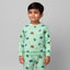 Sea Green Vehicle Print Fleece Fabric Suit For Winters