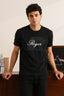 BLACK "R ROGER" PRINT T-SHIRT FOR MEN