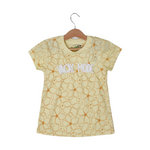 Load image into Gallery viewer, LIME YELLOW VACAY MODE FLOWERS PRINTED T-SHIRT TOP FOR GIRLS
