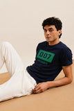 NAVY BLUE "007" PRINT T-SHIRT FOR MEN