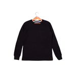 BLACK PLAIN FULL SLEEVES THERMAL FABRIC FRONT POCKET T-SHIRT