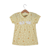 LIME YELLOW VACAY MODE FLOWERS PRINTED T-SHIRT TOP FOR GIRLS