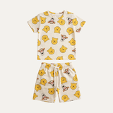 Cream Pooh & Tiger Print Suit For Summers
