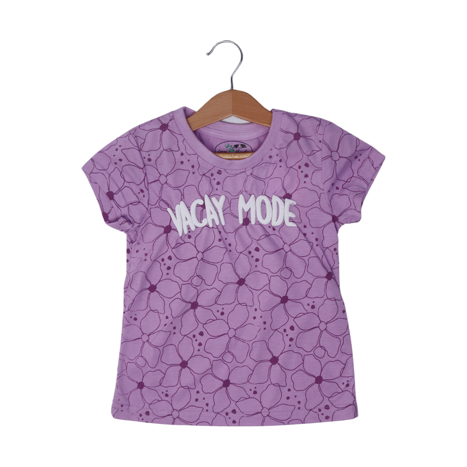 PURPLE VACAY MODE FLOWERS PRINTED T-SHIRT TOP FOR GIRLS Secondary image