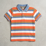 White With Orange Brown Stripes Polo For Boys