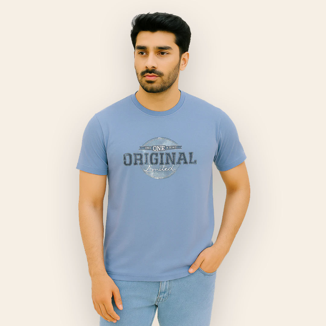 BLUE "ORIGINAL" PRINT T-SHIRT FOR MEN