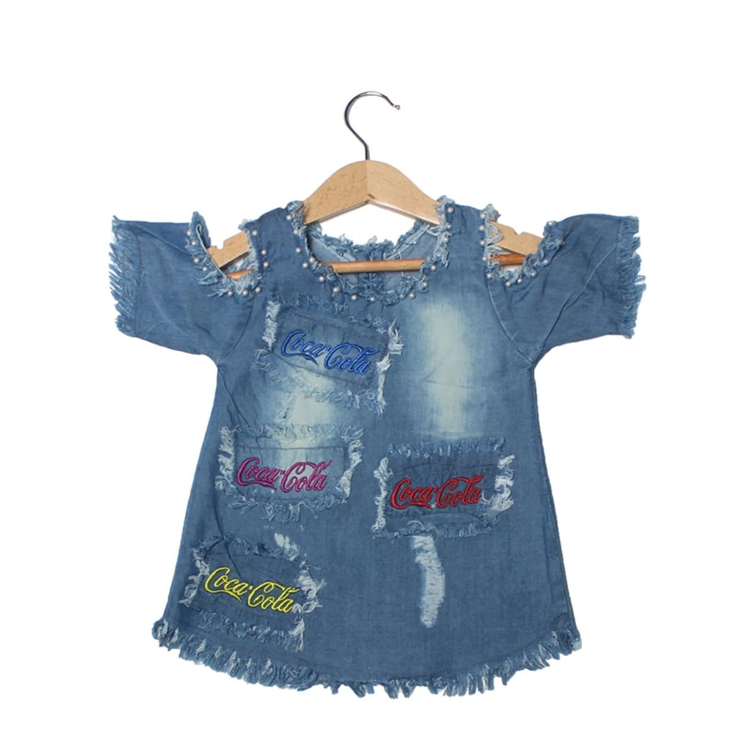 LIGHT BLUE DENIM COLD SHOULDER TOP FOR GIRLS Secondary image