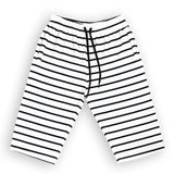 WHITE WITH BLACK BIG STRIPES 3 QUARTER SHORTS FOR MENS