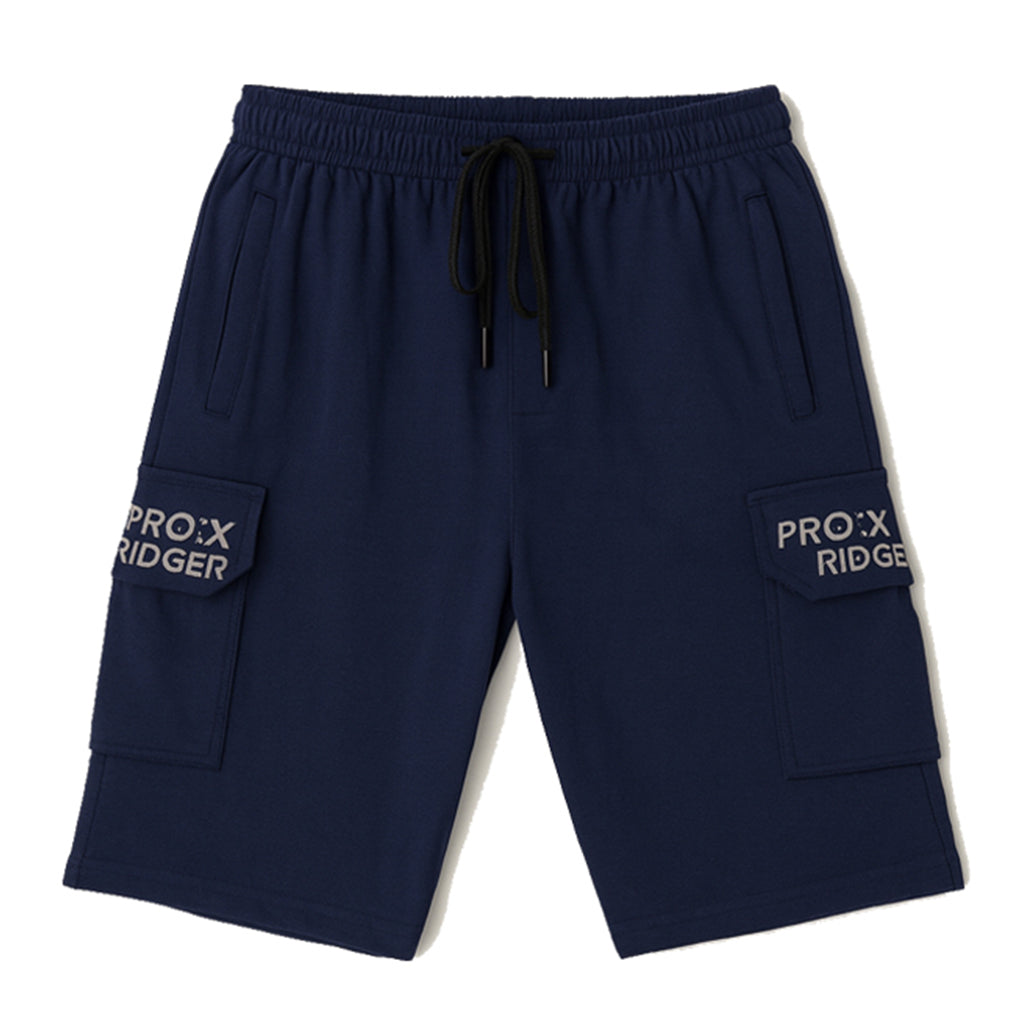 NAVY BLUE ROGER PRINT 3 QUARTER SHORTS FOR MENS