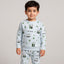 Sky Blue Panda Print Fleece Fabric Suit For Winters