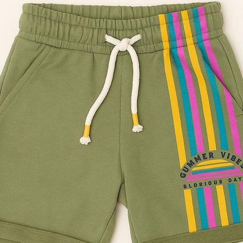 GREEN SUMMER VIBES PRINT SHORTS FOR UNISEX Secondary image