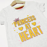 OFF WHITE PRINCESS AT HEART PRINTED T-SHIRT FOR GIRLS