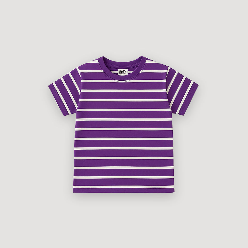 PURPLE WITH WHITE STRIPES HALF SLEEVES T-SHIRT FOR BOYS