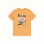 PEACH BEAUTY FLOWERS PRINT T-SHIRT FOR WOMEN