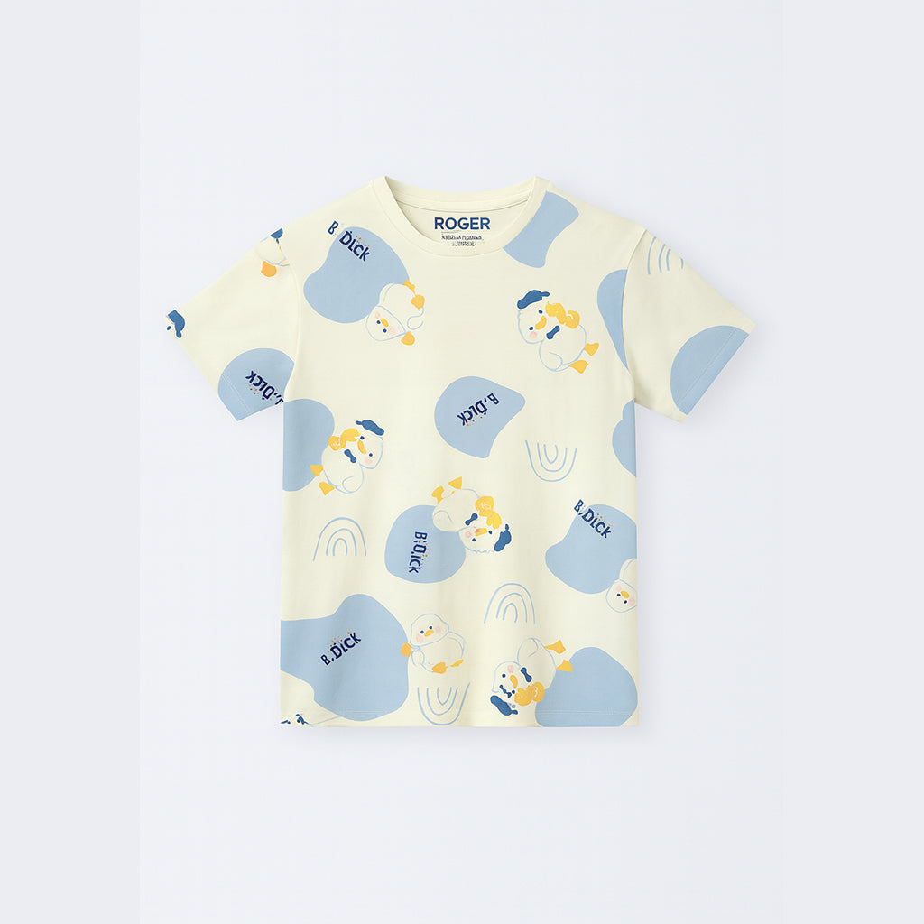 WHITE B.DUCK PRINT T-SHIRT FOR WOMEN