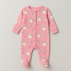 Pink Rabbit Print Romper For Winters