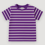 Load image into Gallery viewer, PURPLE WITH WHITE STRIPES HALF SLEEVES T-SHIRT FOR BOYS
