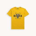 Load image into Gallery viewer, YELLOW &quot;BLACK&quot; PRINT T-SHIRT FOR MEN
