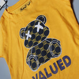 YELLOW VALUED PRINT WITH SHORTS COTTON JERSY FABRIC BABA SUIT