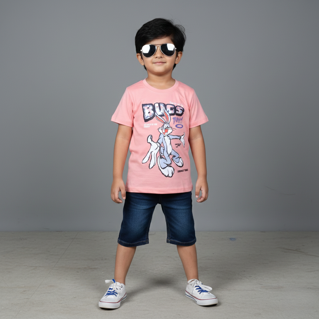 PEACH BUGS BUNNY PRINTED T-SHIRT FOR BOYS
