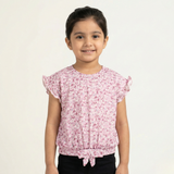 PURPLE FLOWERS PRINTED T-SHIRT TOP FOR GIRLS