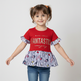 NEW RED FANTASTIC PRINTED T-SHIRT TOP FOR GIRLS