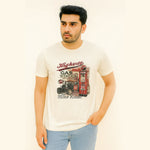 Load image into Gallery viewer, CREAM &quot;GAS STATION&quot; PRINT T-SHIRT FOR MEN
