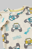 Cream Truck Print Half Sleeves T-Shirt For Boys