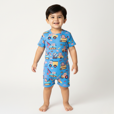 BLUE SAILEROAD PRINT HALF BODY ROMPER