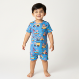 BLUE SAILEROAD PRINT HALF BODY ROMPER