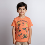 ORANGE ANIMALS PRINTED T-SHIRT FOR BOYS