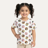 White Mickey & Daisy Print T-shirt Top For Girls