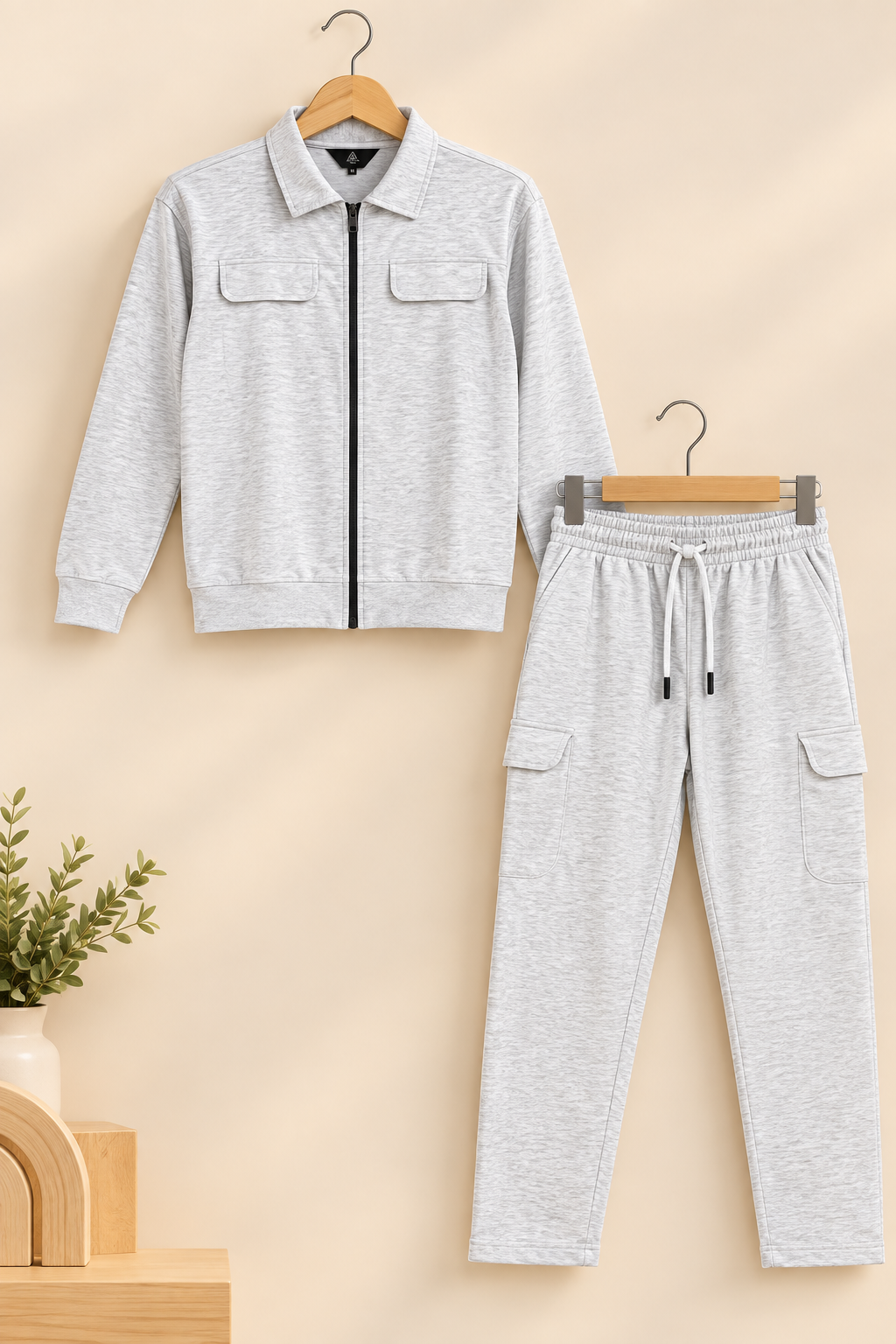 Ash Pockets Warm Weave Fabric Suit