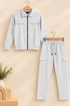 Ash Pockets Warm Weave Fabric Suit