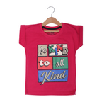 BLUSH PINK "BE KIND TO ALL KIND" PRINTED T-SHIRT TOP FOR GIRLS