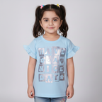 SKY BLUE HAVE A NICE DAY PRINTED T-SHIRT TOP FOR GIRLS