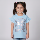 SKY BLUE HAVE A NICE DAY PRINTED T-SHIRT TOP FOR GIRLS