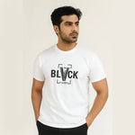 Load image into Gallery viewer, WHITE &quot;BLACK&quot; PRINT T-SHIRT FOR MEN
