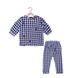 WHITE & BLACK BOXES RED FLOWER SUIT FOR GIRLS