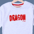 WHITE "DRAGON" EMBROIDERED TERRY FABRIC SWEATSHIRT