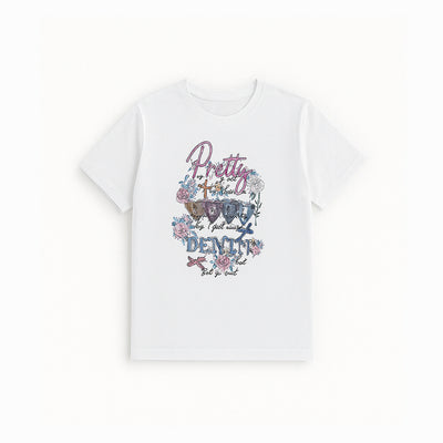 WHITE PRETTY DENIM PRINT T-SHIRT FOR WOMEN