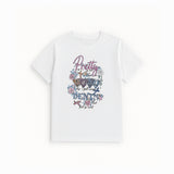 WHITE PRETTY DENIM PRINT T-SHIRT FOR WOMEN