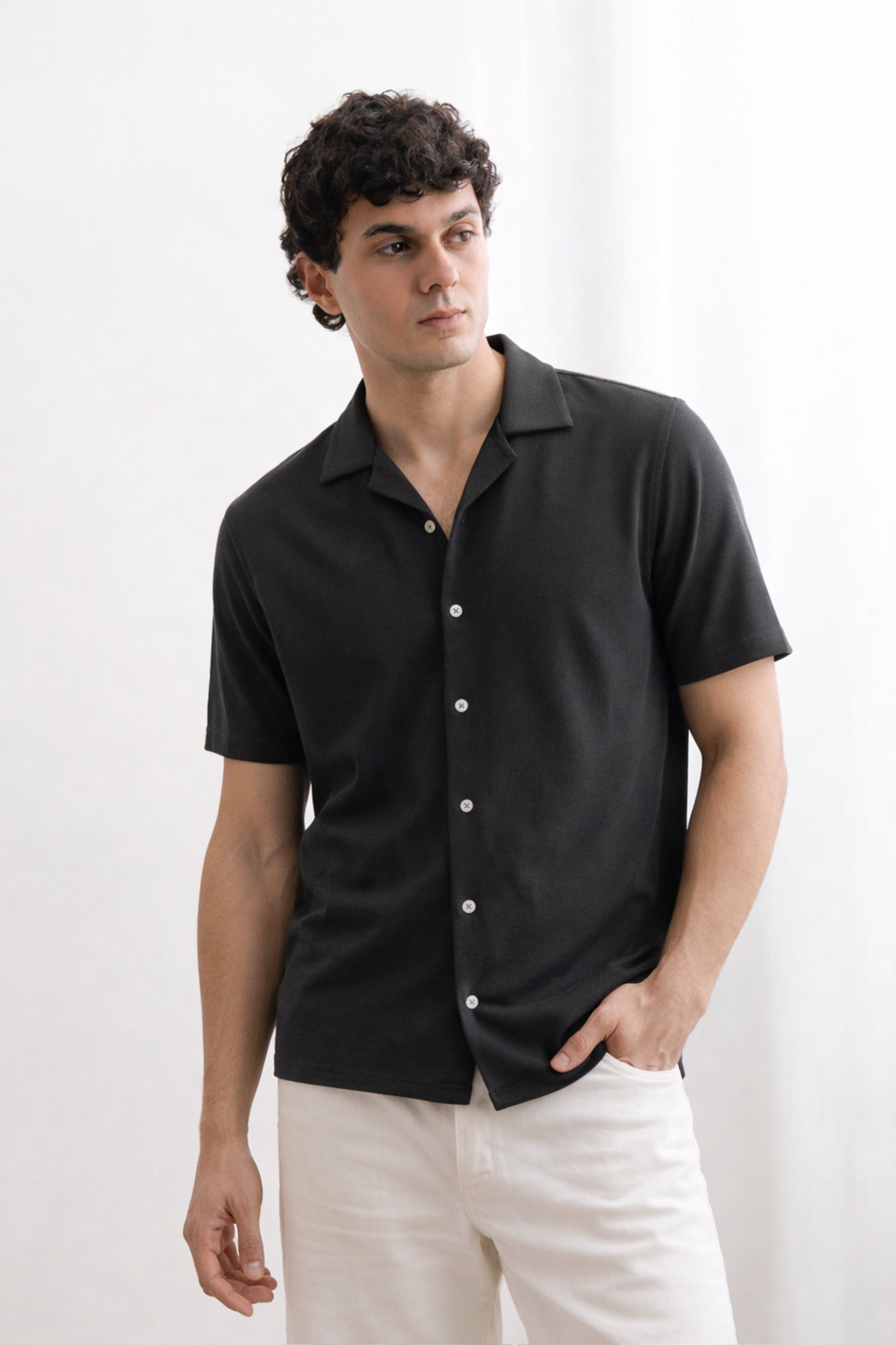 Dark Grey PK Fabric Half Sleeves Casual Shirt For Men Main image