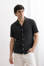 Dark Grey PK Fabric Half Sleeves Casual Shirt For Men