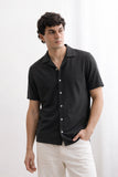 Dark Grey PK Fabric Half Sleeves Casual Shirt For Men