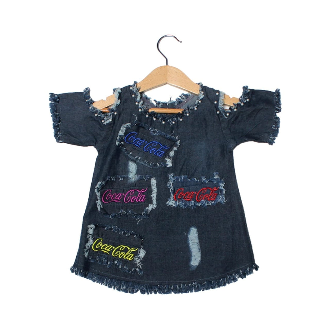 DARK BLUE DENIM COLD SHOULDER TOP FOR GIRLS Secondary image