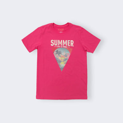 BLUSH PINK SUMMER ON THE TIDES PRINT T-SHIRT FOR WOMEN