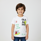 WHITE SKATE ALL DAY PRINT HALF SLEEVES T-SHIRT FOR BOYS