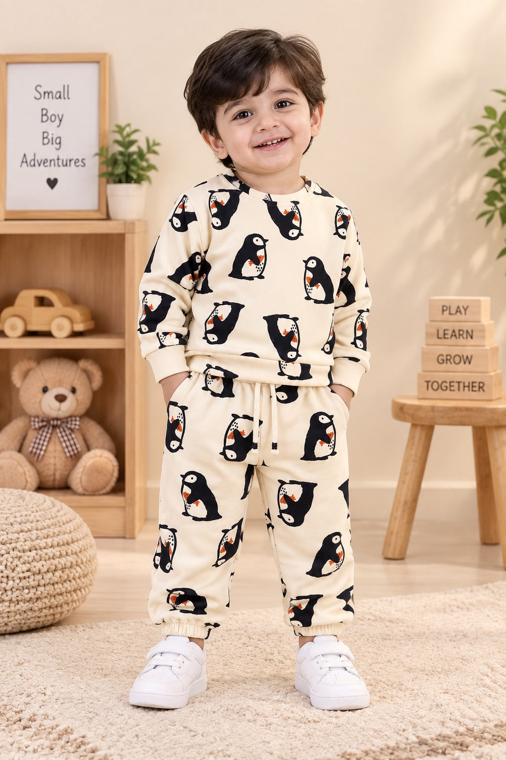 Cream Penguin Cozy Luxe Suit Main image